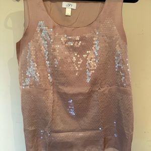 LOFT sequin pink top women’s size large, like new condition fits true to size